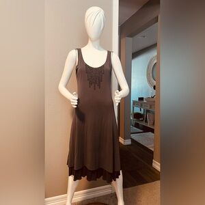 Eileen Fisher 100% Silk Pintuck Tiered Dress Size S